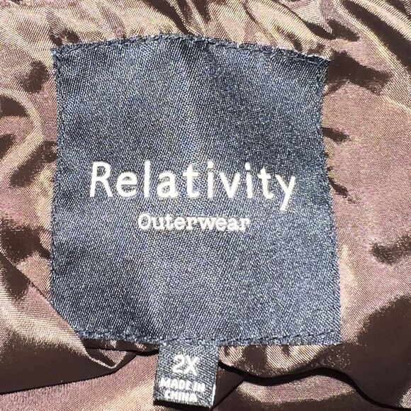 Relativity Outwear Women's Plus Size Brown Quilted Vest Pockets 2X EUC - Picture 7 of 9